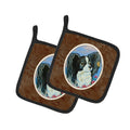 Black and White Papillon Pot Holder Set of 2 Heat Resistant Quilted Hot Pads 7.5 x 7.5 Inch, Insulated Kitchen Trivets for Cooking & Baking