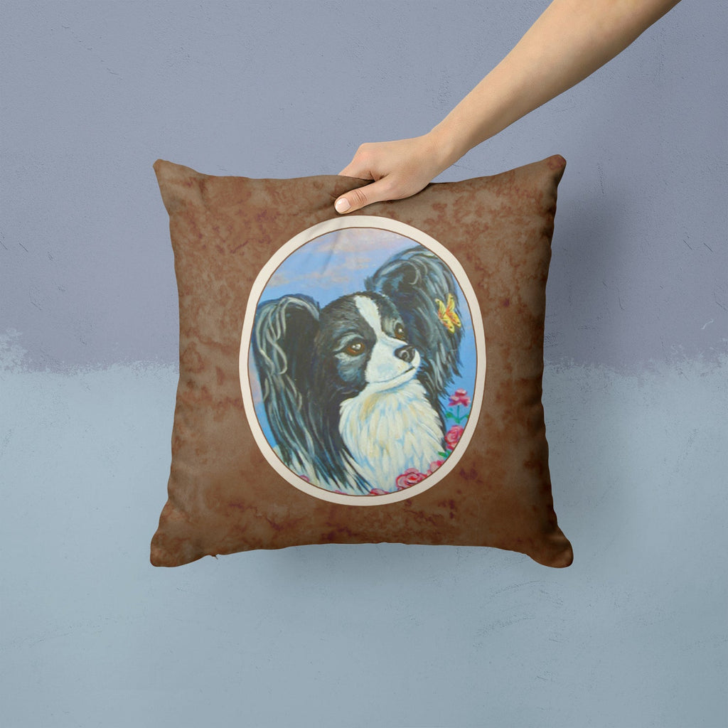 Black and White Papillon Decorative Throw Pillow 14x14 Indoor Outdoor Accent Cushion, Fabric Cover with Insert for Sofa, Bed, Porch & Living Room