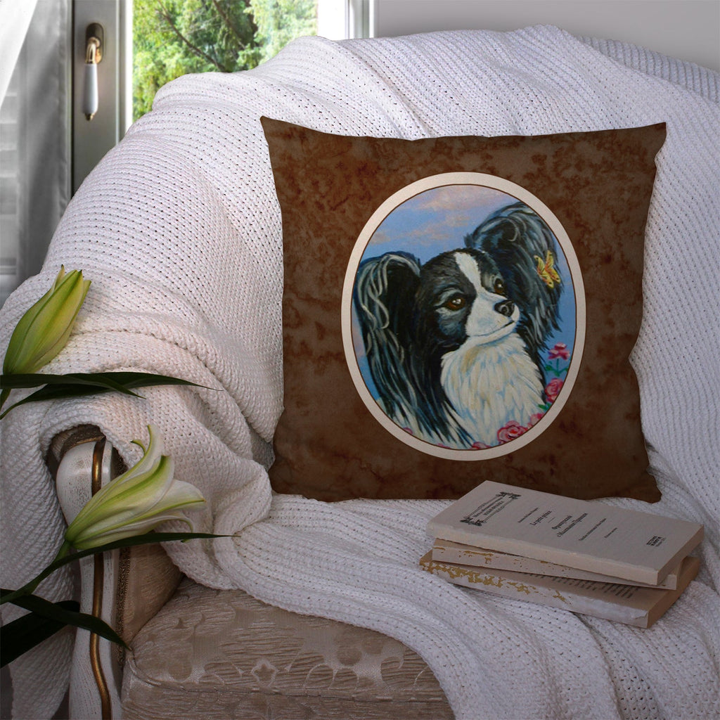 Black and White Papillon Decorative Throw Pillow 14x14 Indoor Outdoor Accent Cushion, Fabric Cover with Insert for Sofa, Bed, Porch & Living Room