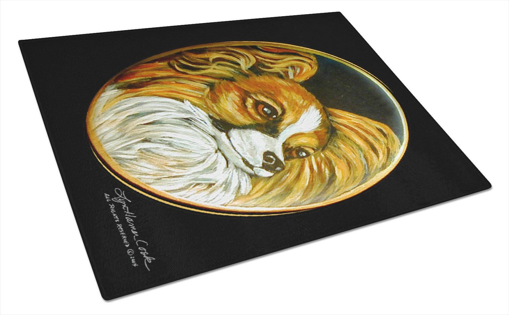 Papillon Cutting Board Tempered Glass Kitchen Cutting Surface, Heat Resistant Chopping, Non-Slip Feet, Food Prep & Serving