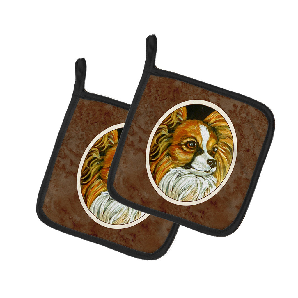 Papillon Pot Holder Set of 2 Heat Resistant Quilted Hot Pads 7.5 x 7.5 Inch, Insulated Kitchen Trivets for Cooking & Baking