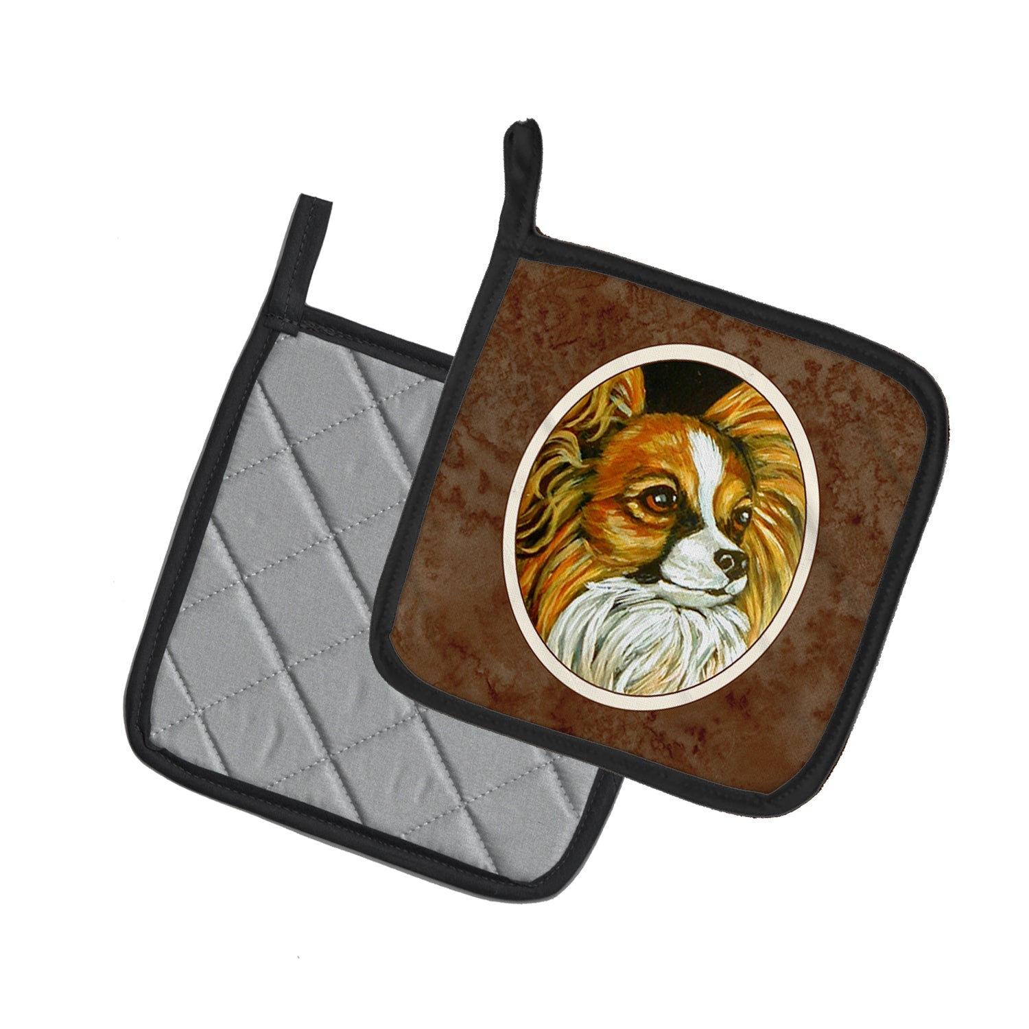 Papillon Pot Holder Set of 2 Heat Resistant Quilted Hot Pads 7.5 x 7.5 Inch, Insulated Kitchen Trivets for Cooking & Baking