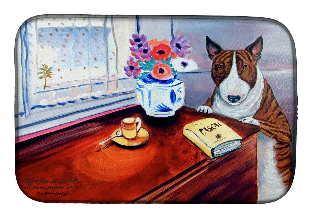 Bull Terrier Dish Drying Mat Absorbent Dish Drying Mat Pad for Kitchen Counter Dish Drainer Mat for Countertop, 14 x 21", Multicolor