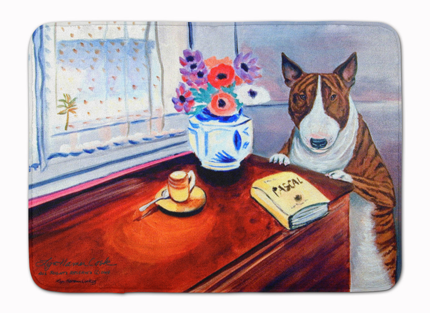 Bull Terrier Memory Foam Kitchen Mat Machine Washable Anti-Fatigue Cushion Comfort Bath or Kitchen Rug