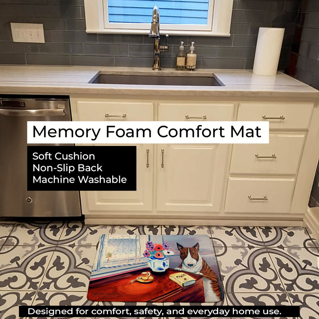Bull Terrier Memory Foam Kitchen Mat Machine Washable Anti-Fatigue Cushion Comfort Bath or Kitchen Rug