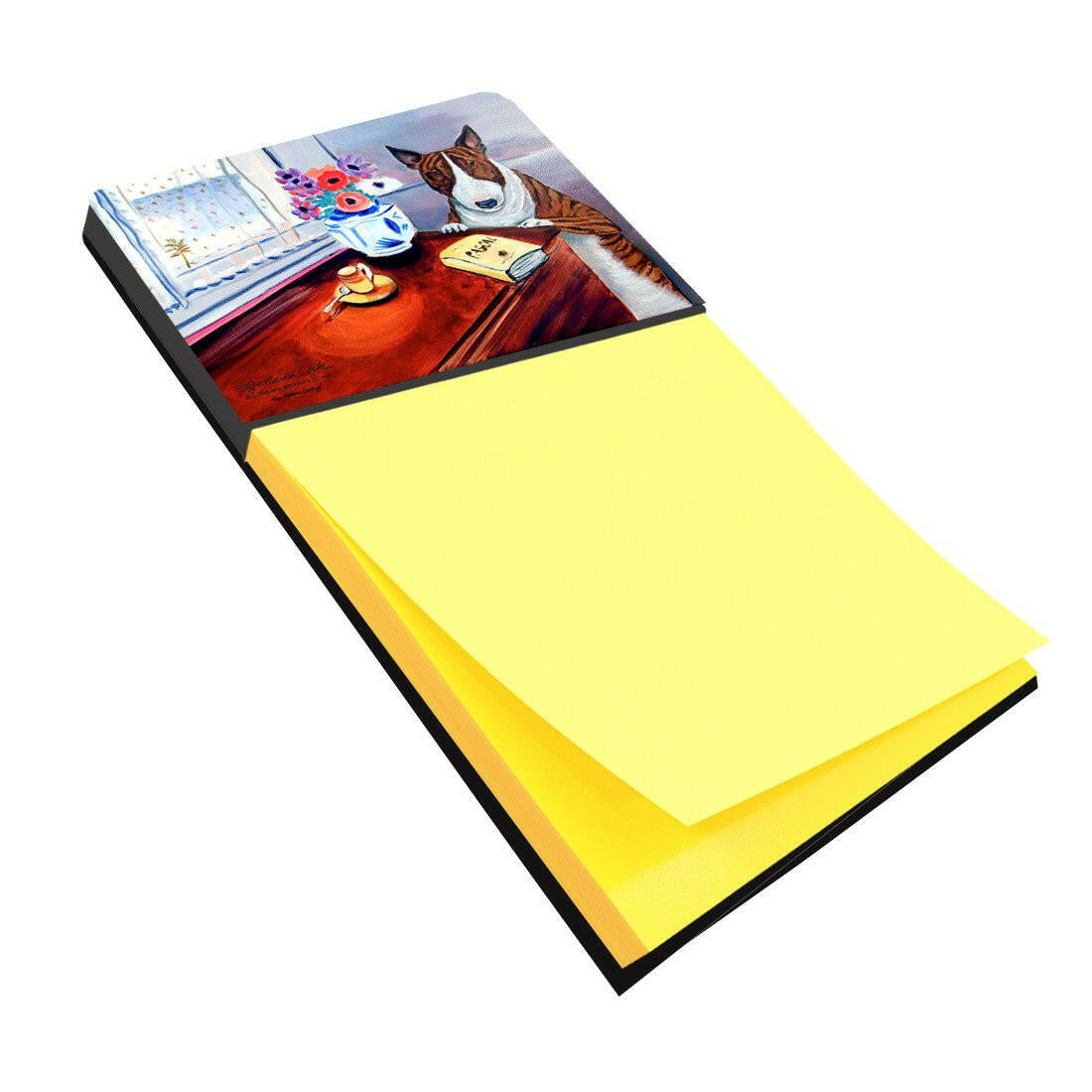Bull Terrier Watercolor Sticky Note Holder Refillable Dispenser Desk Accessory 3x3 Pad Gift