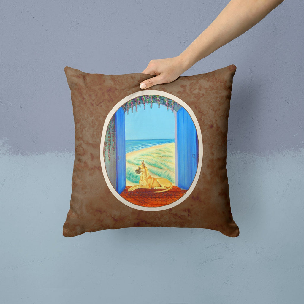 Great Dane Decorative Throw Pillow 14x14 Indoor Outdoor Accent Cushion, Fabric Cover with Insert for Sofa, Bed, Porch & Living Room