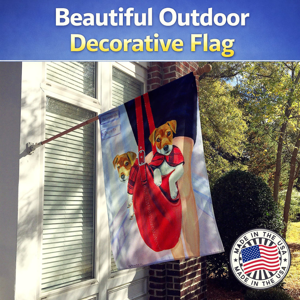 Jack Russell Terrier House Flag 28x40 Porch Sleeve Pole Decorative Outside Yard Banner Artwork Wall Hanging, Polyester