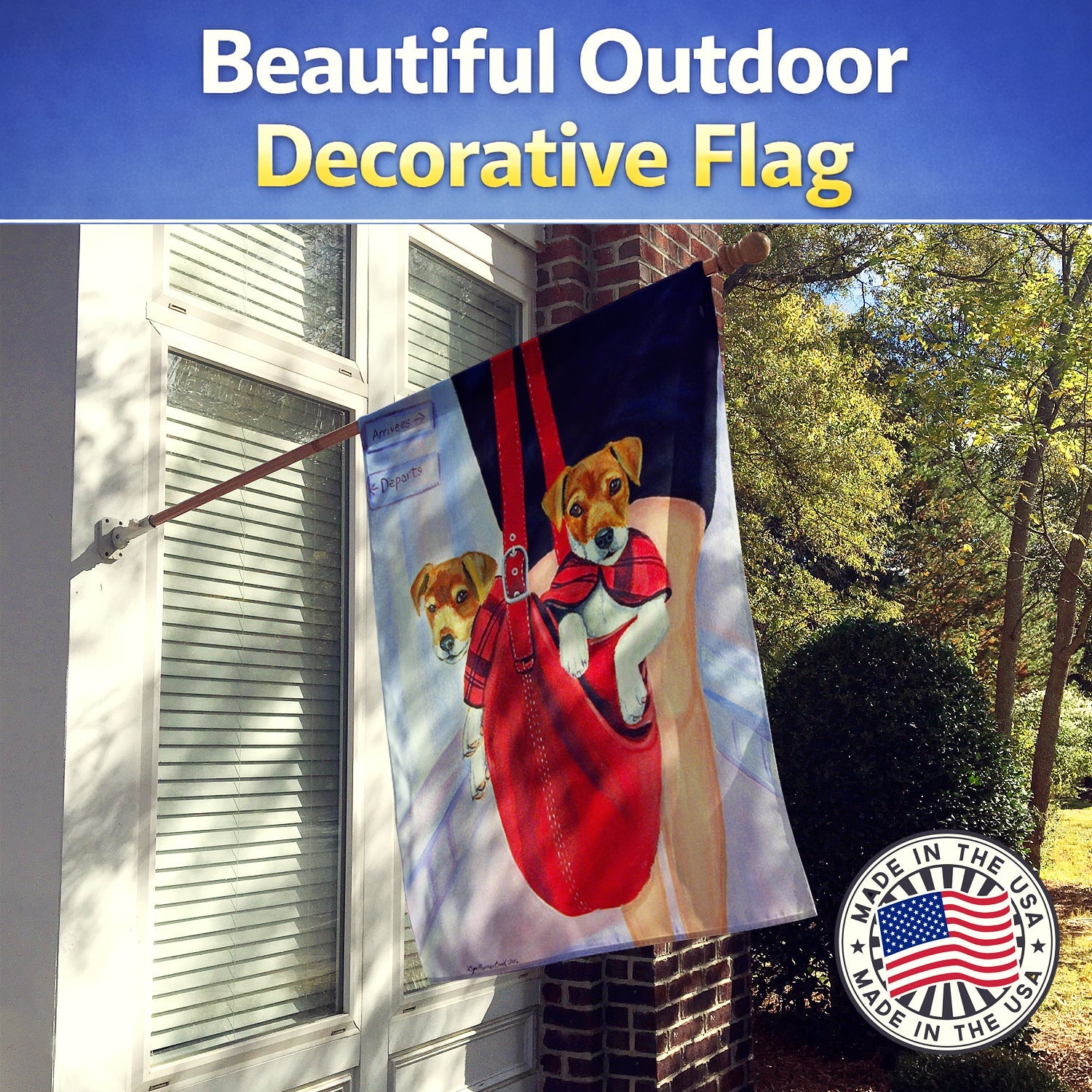 Jack Russell Terrier House Flag 28x40 Porch Sleeve Pole Decorative Outside Yard Banner Artwork Wall Hanging, Polyester
