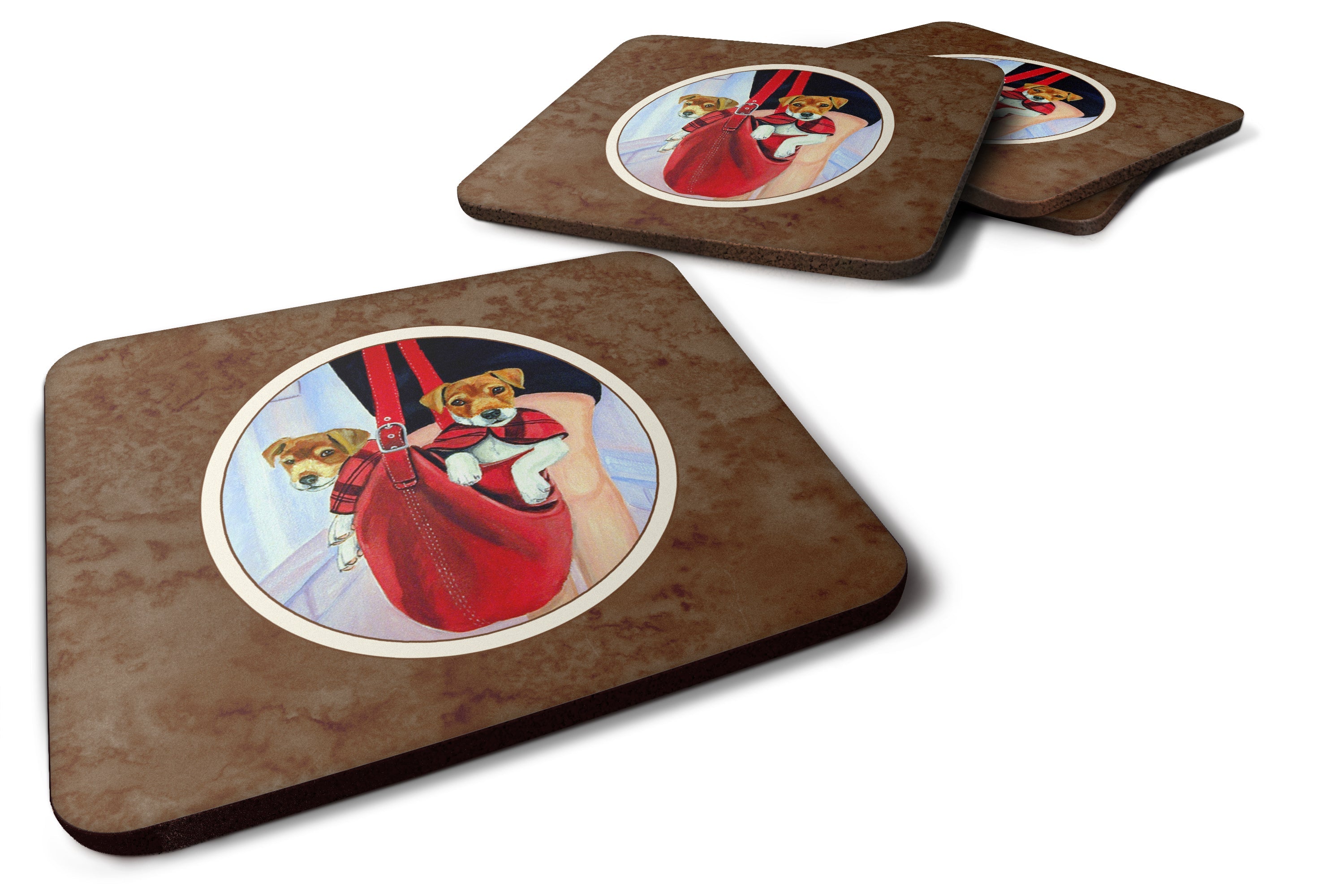 Jack Russell Terrier Foam Coasters Set of 4 Cup Coasters for Indoor Outdoor, Tabletop Protection, Anti Slip, Mouse pad Material