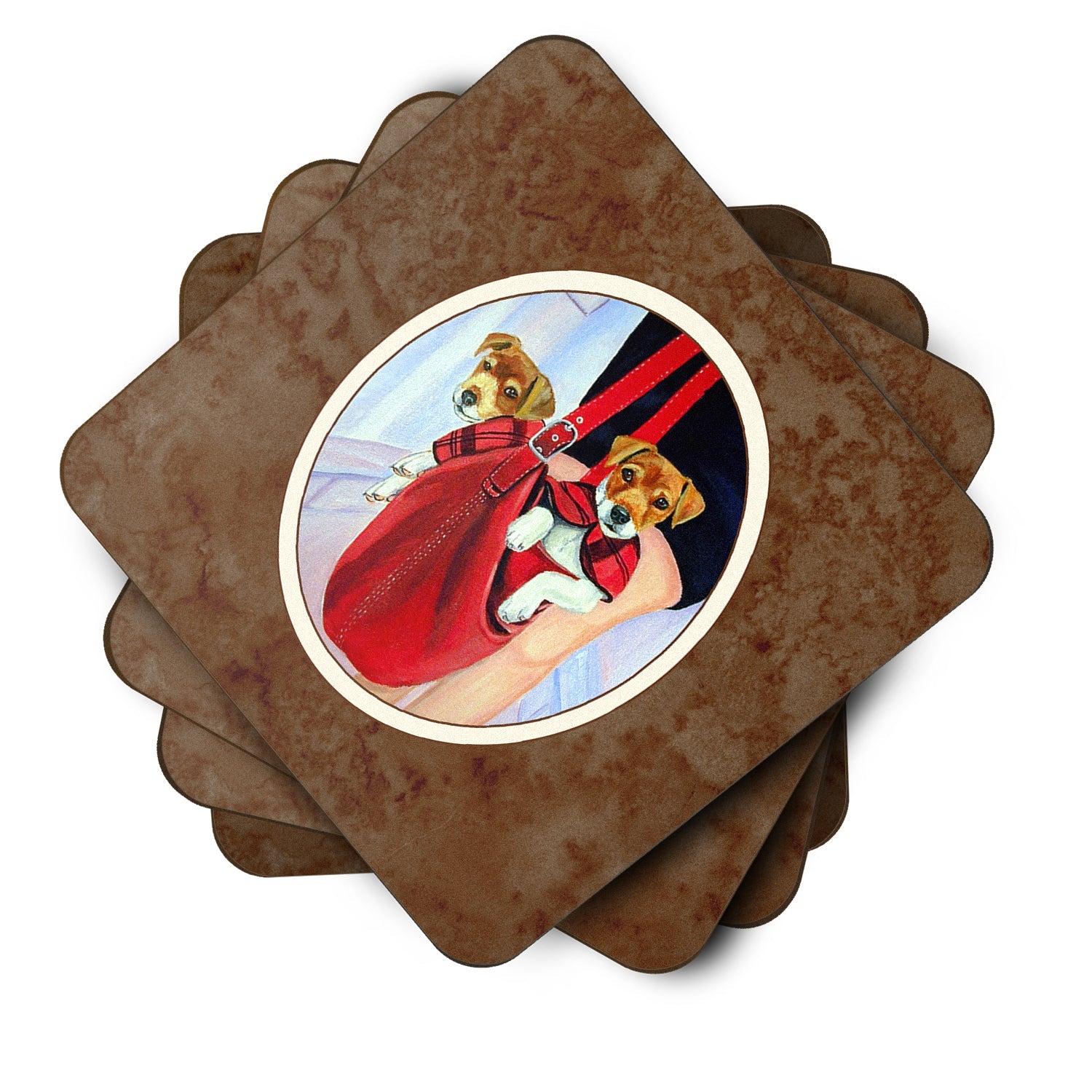 Jack Russell Terrier Foam Coasters Set of 4 Cup Coasters for Indoor Outdoor, Tabletop Protection, Anti Slip, Mouse pad Material