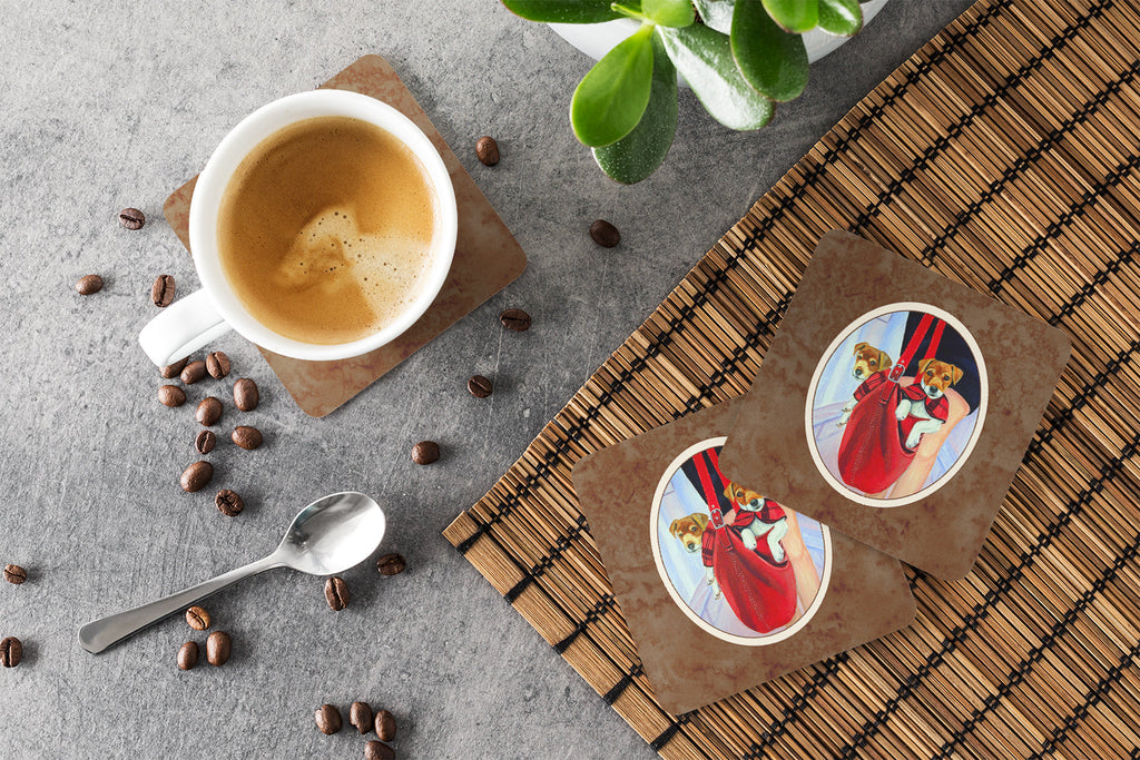 Jack Russell Terrier Foam Coasters Set of 4 Cup Coasters for Indoor Outdoor, Tabletop Protection, Anti Slip, Mouse pad Material