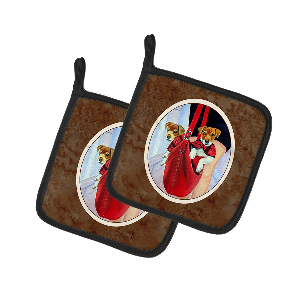 Jack Russell Terrier Pot Holder Set of 2 Heat Resistant Quilted Hot Pads 7.5 x 7.5 Inch, Insulated Kitchen Trivets for Cooking & Baking