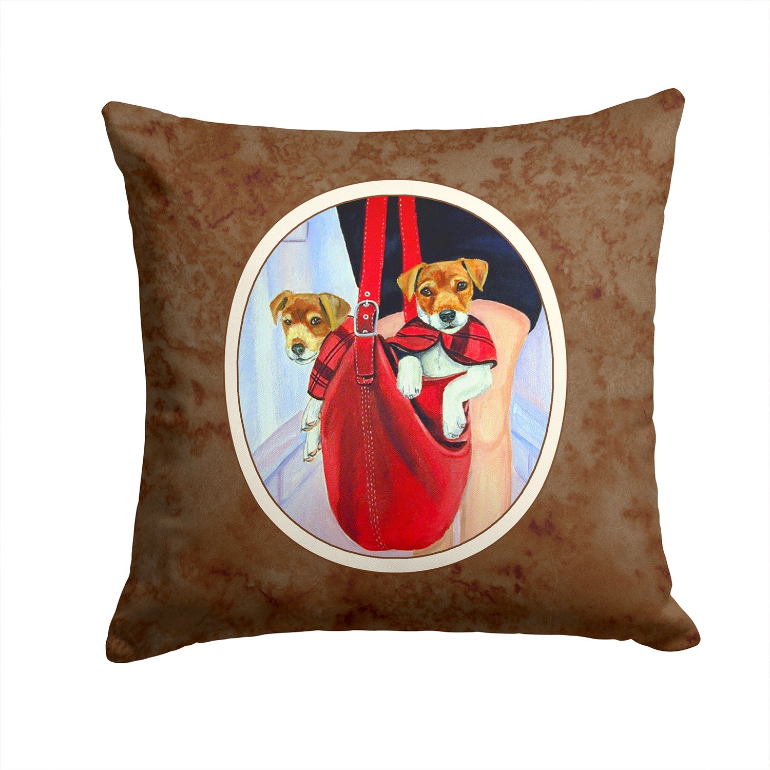 Jack Russell Terrier Decorative Throw Pillow 14x14 Indoor Outdoor Accent Cushion, Fabric Cover with Insert for Sofa, Bed, Porch & Living Room