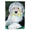 Old English Sheepdog House Flag 28x40 Porch Sleeve Pole Decorative Outside Yard Banner Artwork Wall Hanging, Polyester