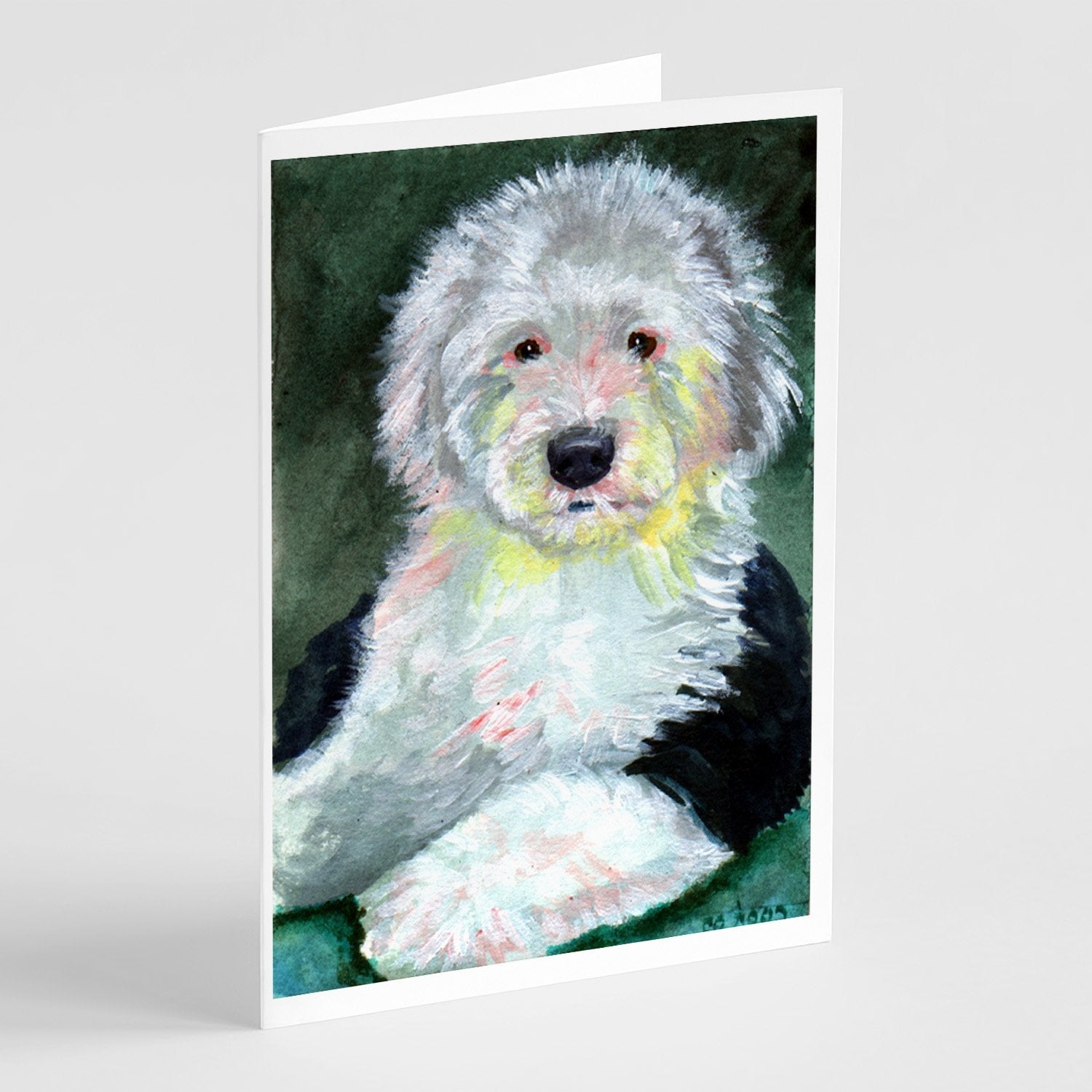 Old English Sheepdog Greeting Cards Pack of 8 Blank Cards with Envelopes Whimsical A7 Size 5x7