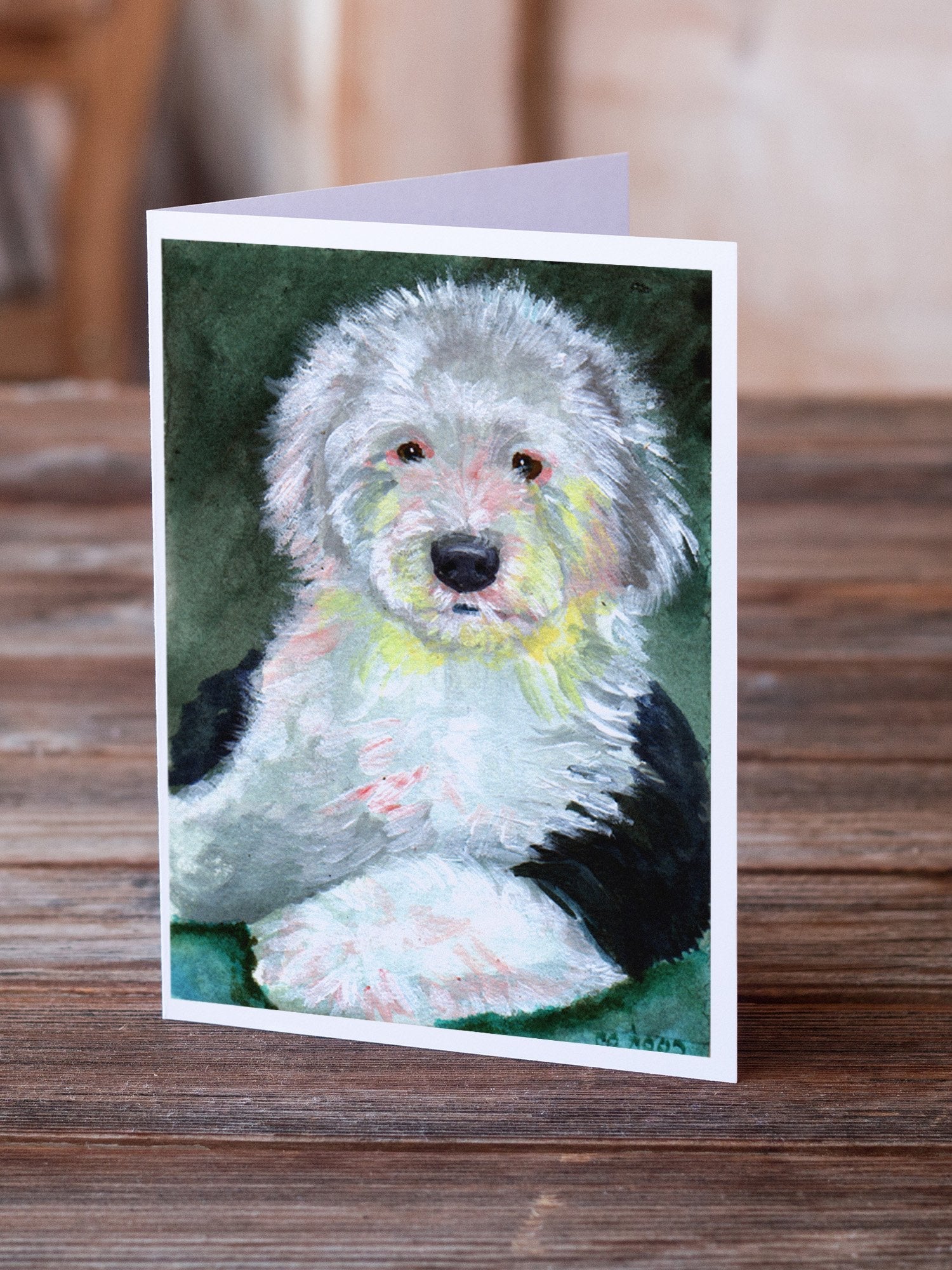 Old English Sheepdog Greeting Cards Pack of 8 Blank Cards with Envelopes Whimsical A7 Size 5x7