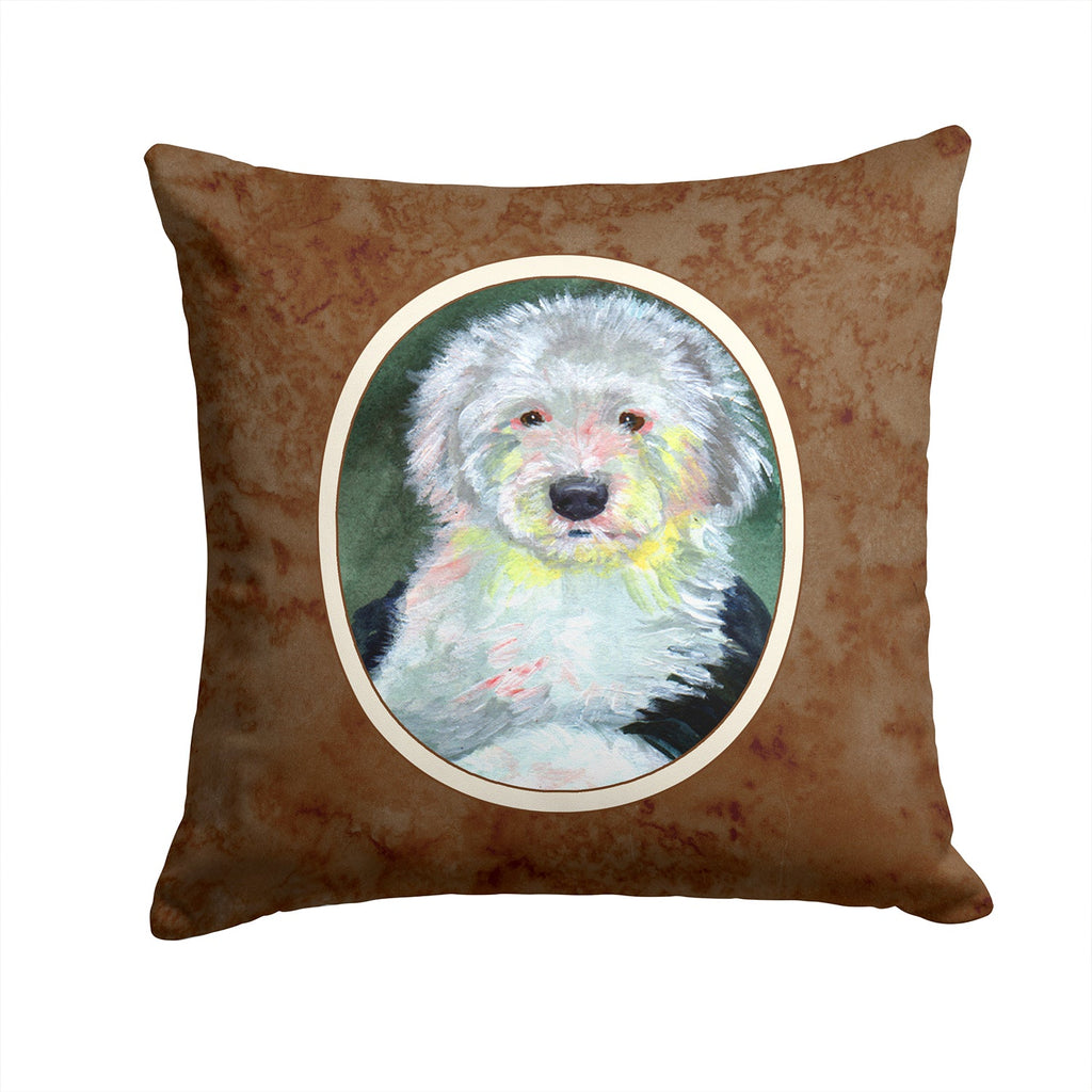 Old English Sheepdog Decorative Throw Pillow 14x14 Indoor Outdoor Accent Cushion, Fabric Cover with Insert for Sofa, Bed, Porch & Living Room