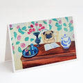 Pug Greeting Cards Pack of 8 Blank Cards with Envelopes Whimsical A7 Size 5x7