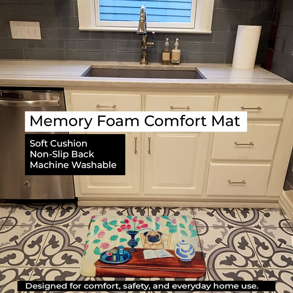 Pug Memory Foam Kitchen Mat Machine Washable Anti-Fatigue Cushion Comfort Bath or Kitchen Rug