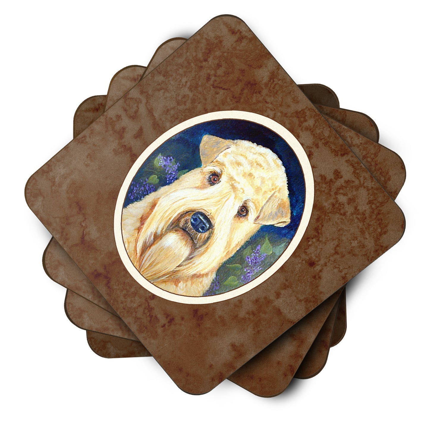 Wheaten Terrier Soft Coated Foam Coasters Set of 4 Cup Coasters for Indoor Outdoor, Tabletop Protection, Anti Slip, Mouse pad Material