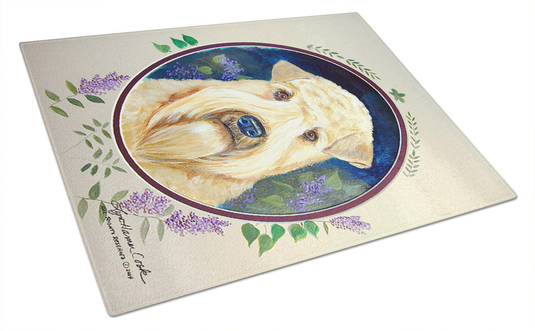 Wheaten Terrier Soft Coated Cutting Board Tempered Glass Kitchen Cutting Surface, Heat Resistant Chopping, Non-Slip Feet, Food Prep & Serving