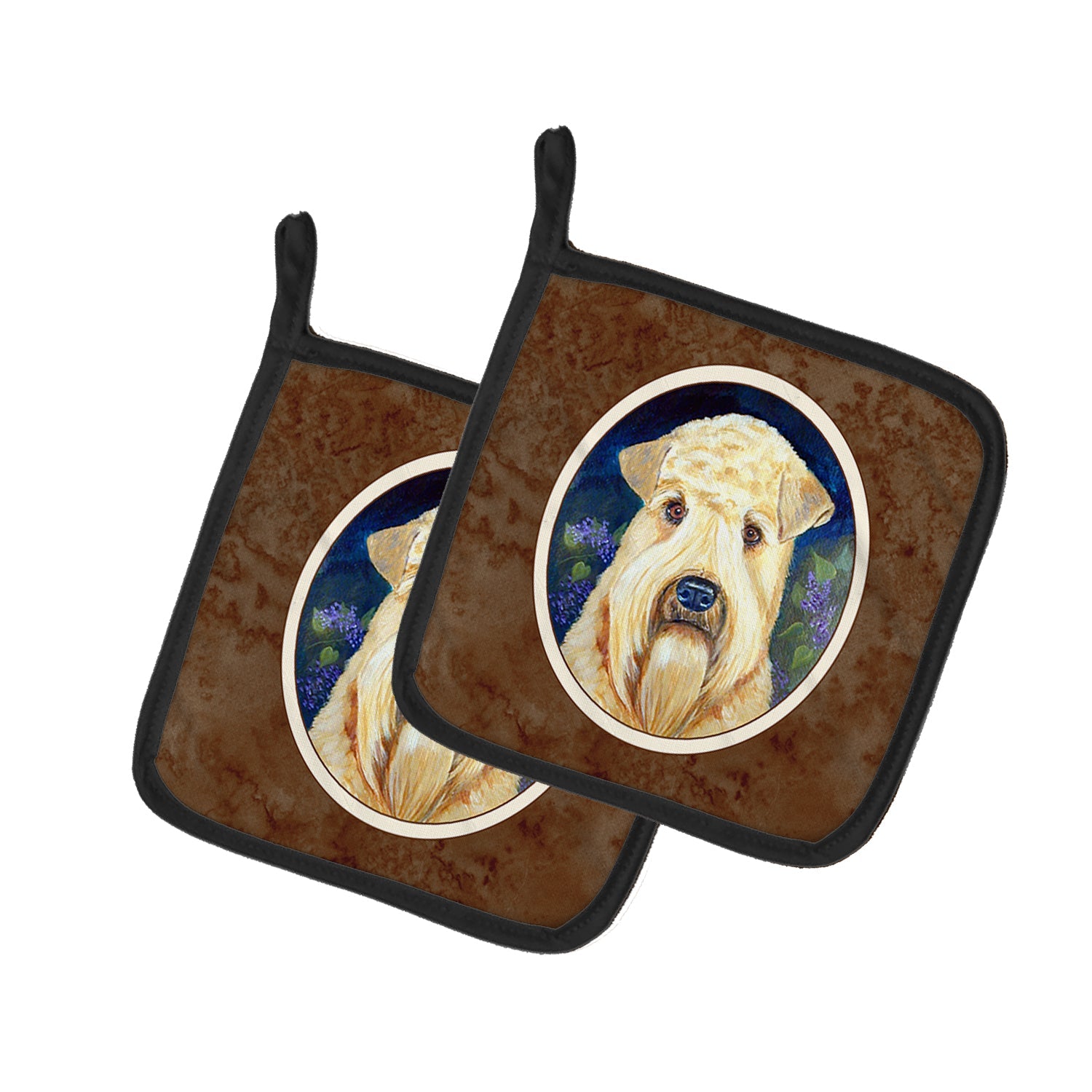 Wheaten Terrier Soft Coated Pot Holder Set of 2 Heat Resistant Quilted Hot Pads 7.5 x 7.5 Inch, Insulated Kitchen Trivets for Cooking & Baking