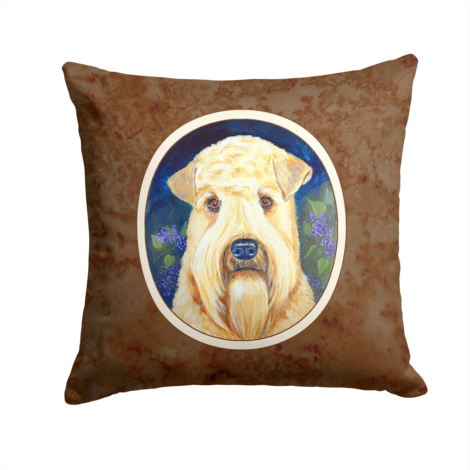 Wheaten Terrier Soft Coated Decorative Throw Pillow 14x14 Indoor Outdoor Accent Cushion, Fabric Cover with Insert for Sofa, Bed, Porch & Living Room