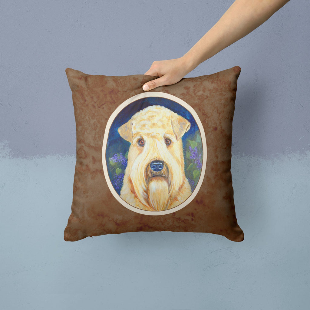 Wheaten Terrier Soft Coated Decorative Throw Pillow 14x14 Indoor Outdoor Accent Cushion, Fabric Cover with Insert for Sofa, Bed, Porch & Living Room