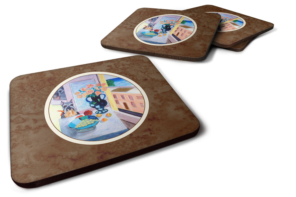 Schnauzer Foam Coasters Set of 4 Cup Coasters for Indoor Outdoor, Tabletop Protection, Anti Slip, Mouse pad Material