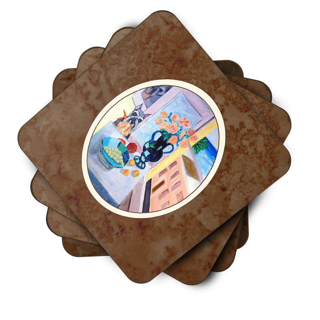 Schnauzer Foam Coasters Set of 4 Cup Coasters for Indoor Outdoor, Tabletop Protection, Anti Slip, Mouse pad Material
