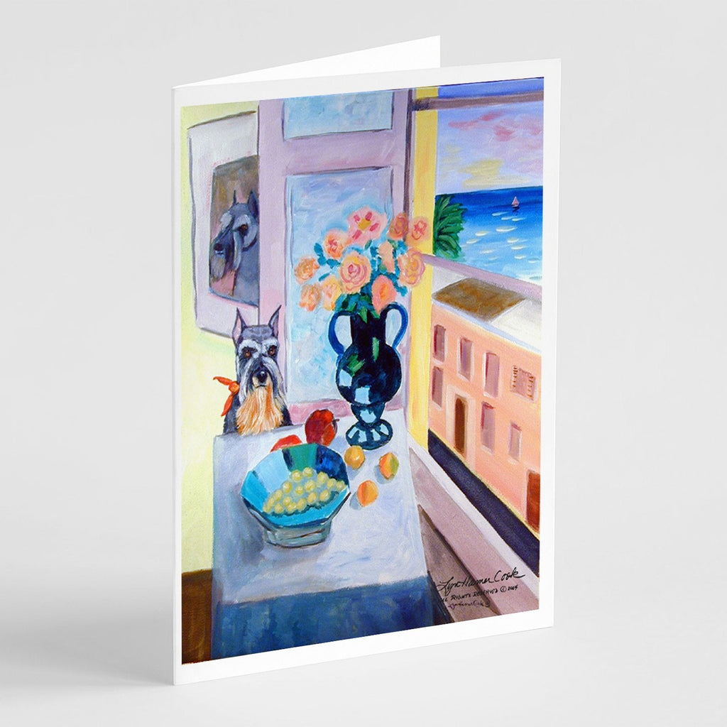 Schnauzer Greeting Cards Pack of 8 Blank Cards with Envelopes Whimsical A7 Size 5x7