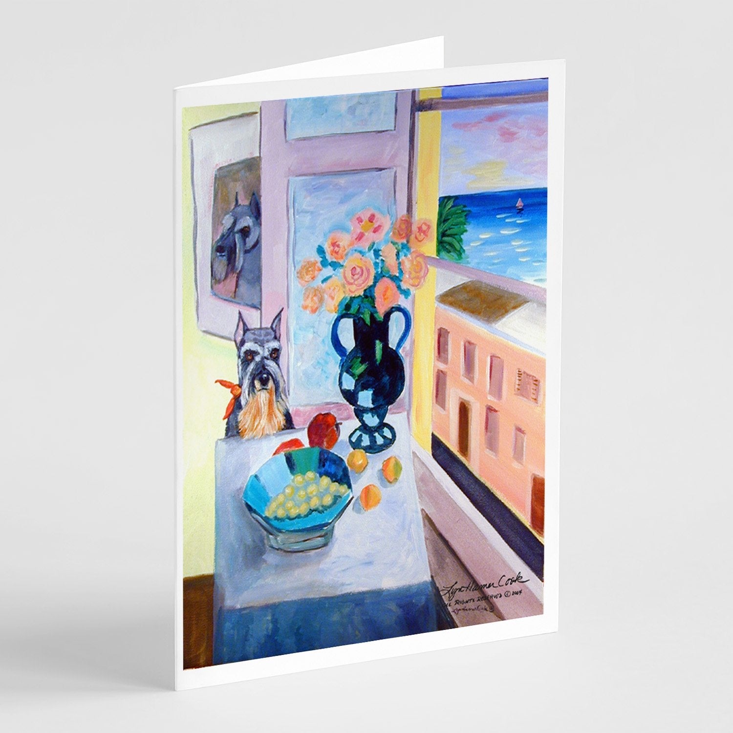 Schnauzer Greeting Cards Pack of 8 Blank Cards with Envelopes Whimsical A7 Size 5x7