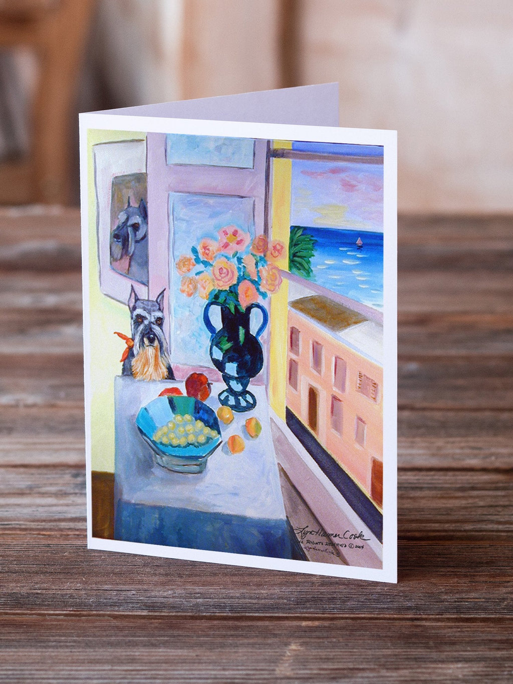 Schnauzer Greeting Cards Pack of 8 Blank Cards with Envelopes Whimsical A7 Size 5x7