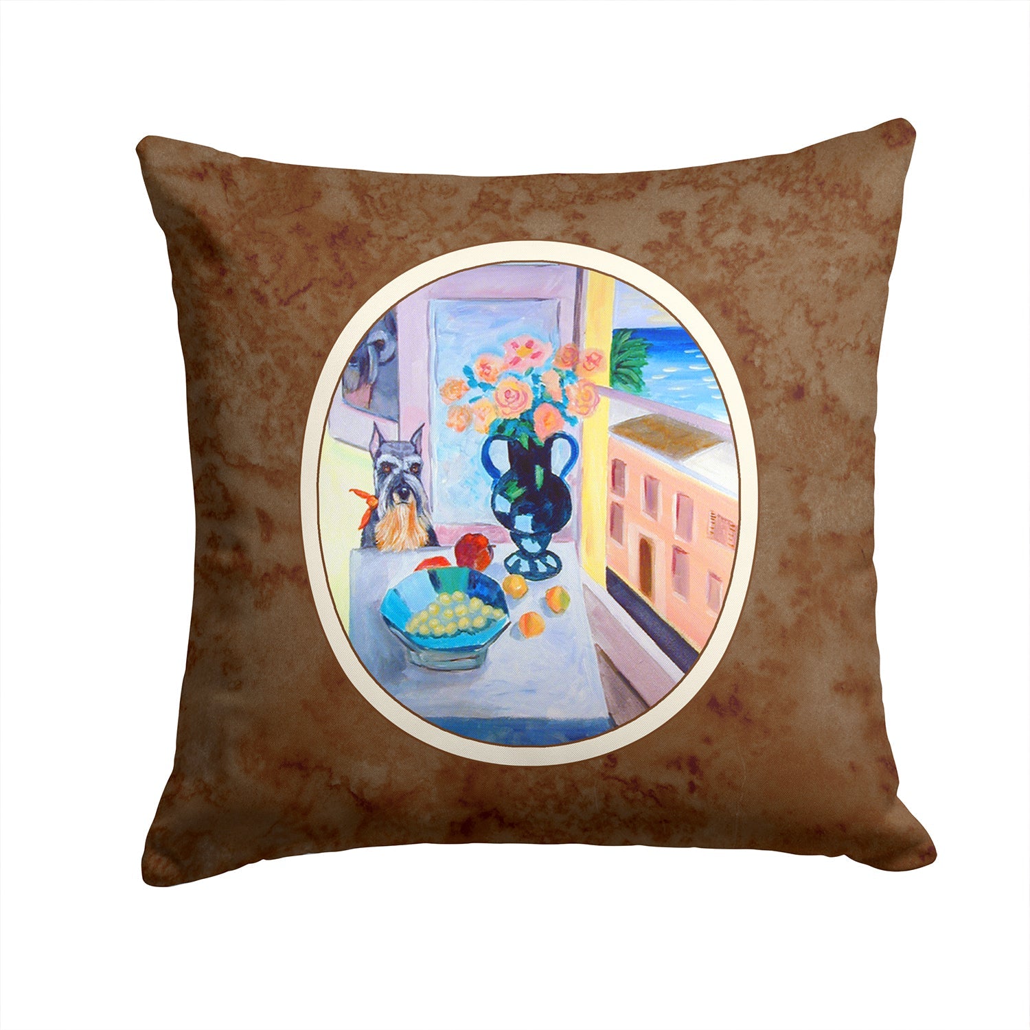 Schnauzer Decorative Throw Pillow 14x14 Indoor Outdoor Accent Cushion, Fabric Cover with Insert for Sofa, Bed, Porch & Living Room