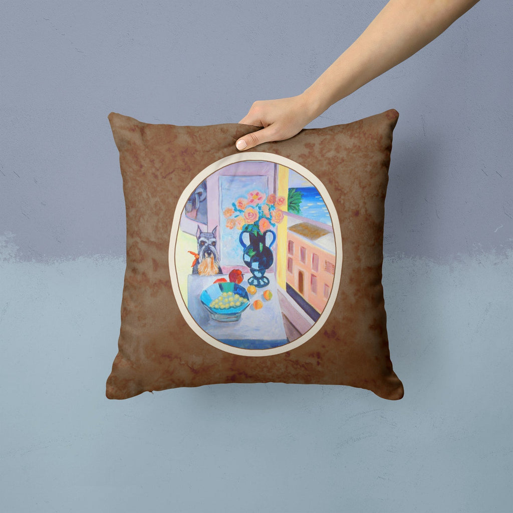 Schnauzer Decorative Throw Pillow 14x14 Indoor Outdoor Accent Cushion, Fabric Cover with Insert for Sofa, Bed, Porch & Living Room