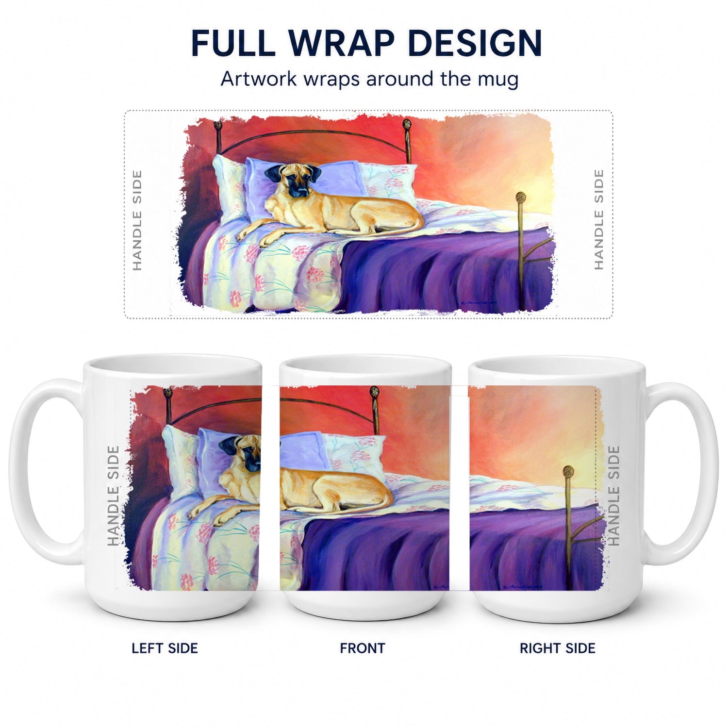 Great Dane Ceramic Coffee Mug 15 oz Decorative Large C Handle Mug Cup for Tea, Cocoa Hot Chocolate