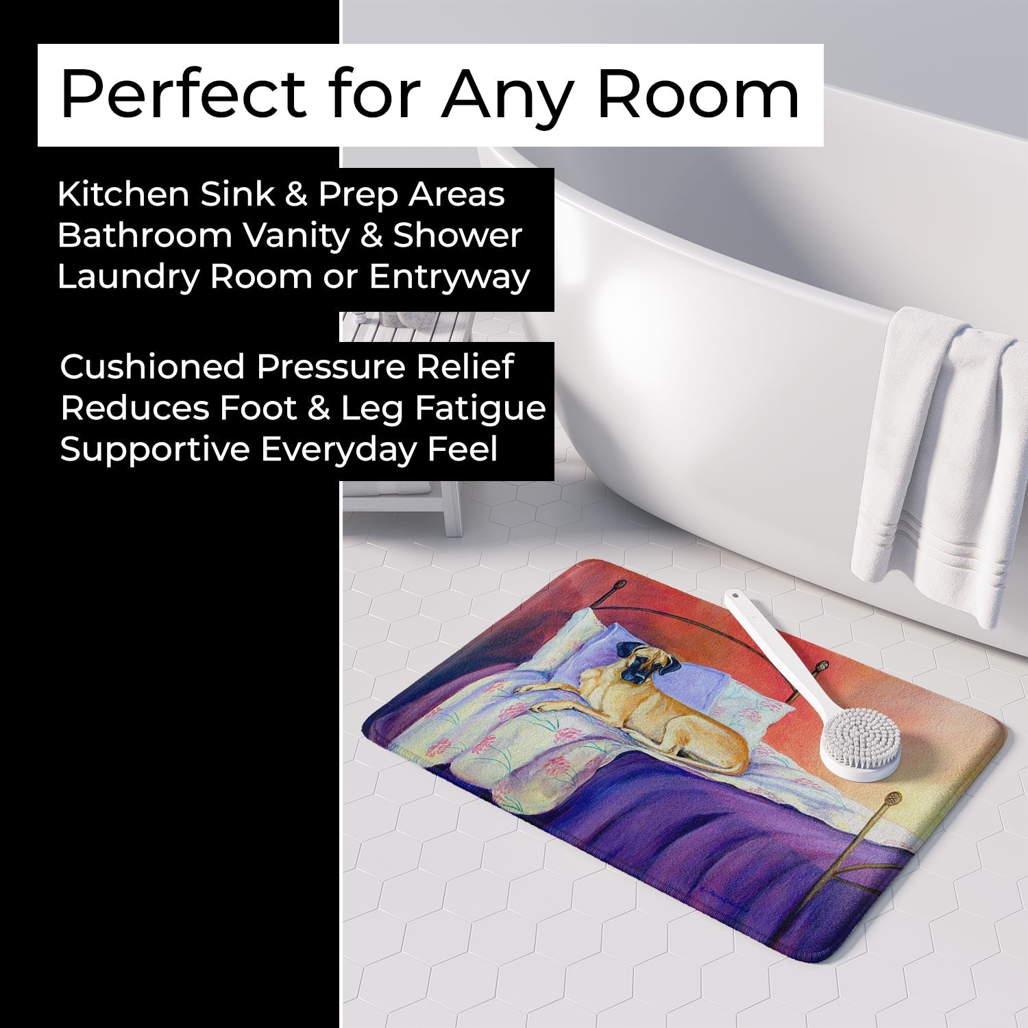 Great Dane Memory Foam Kitchen Mat Machine Washable Anti-Fatigue Cushion Comfort Bath or Kitchen Rug