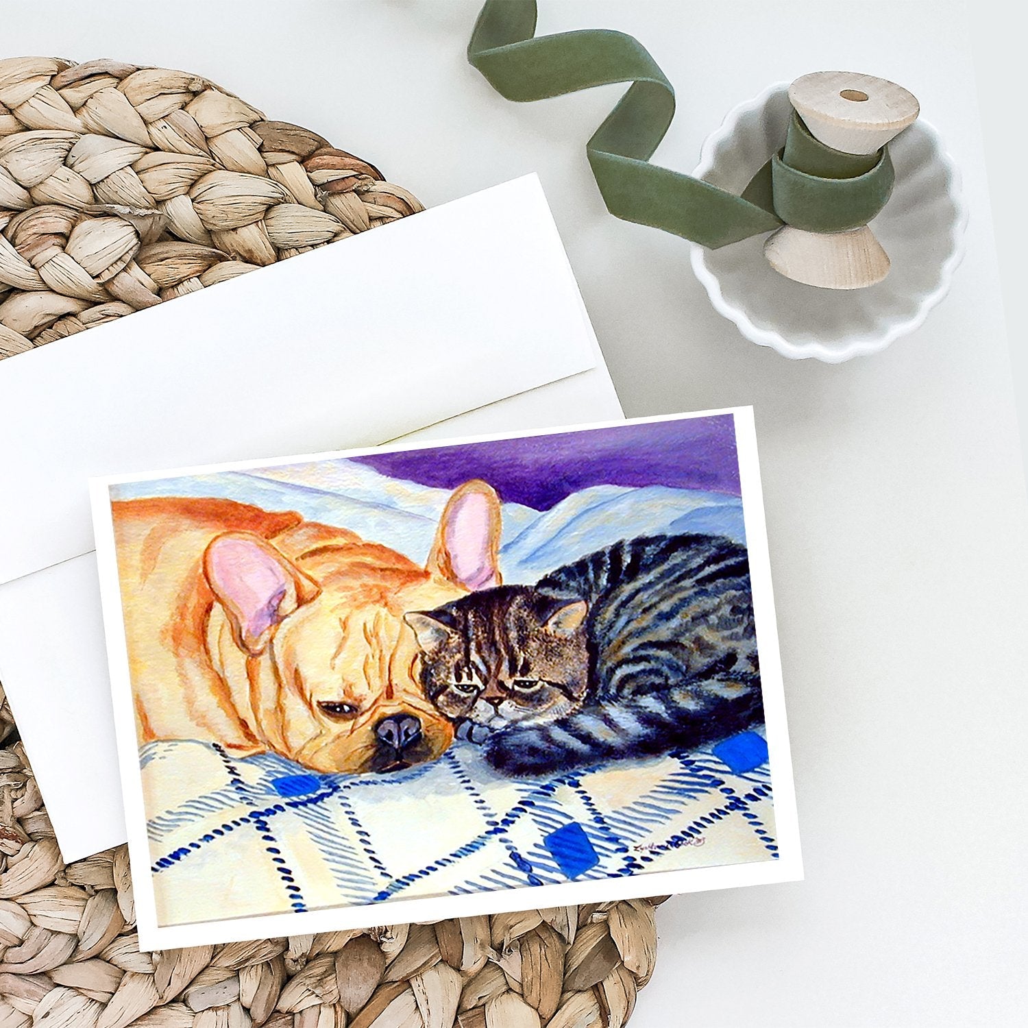 Cat Greeting Cards Pack of 8 Blank Cards with Envelopes Whimsical A7 Size 5x7