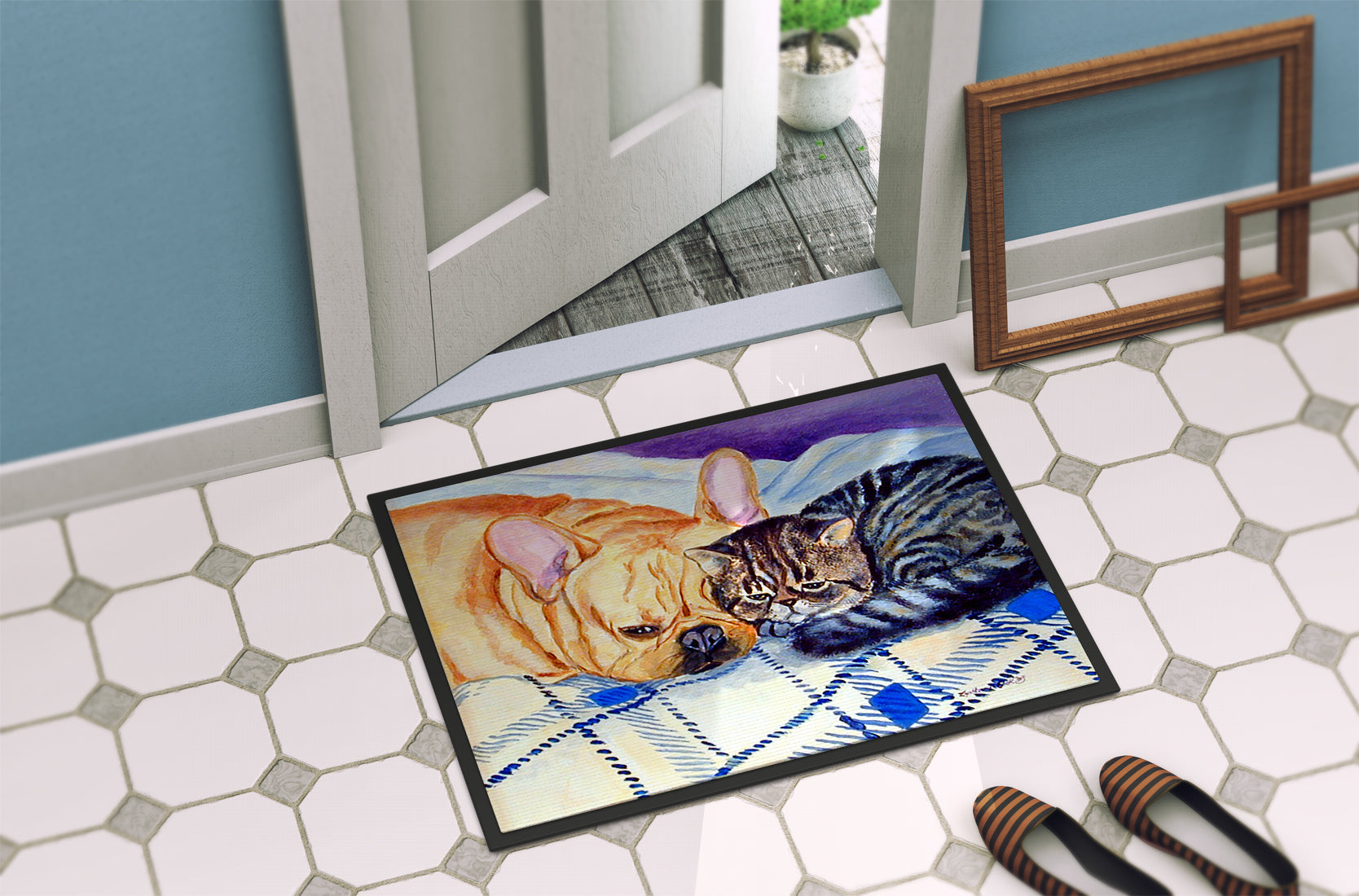 Cat Doormat Indoor Outdoor 24H X 36W Front Door Mat Rugs for Entryway, Non Slip Washable Low Pile,