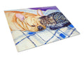 Cat Cutting Board Tempered Glass Kitchen Cutting Surface, Heat Resistant Chopping, Non-Slip Feet, Food Prep & Serving
