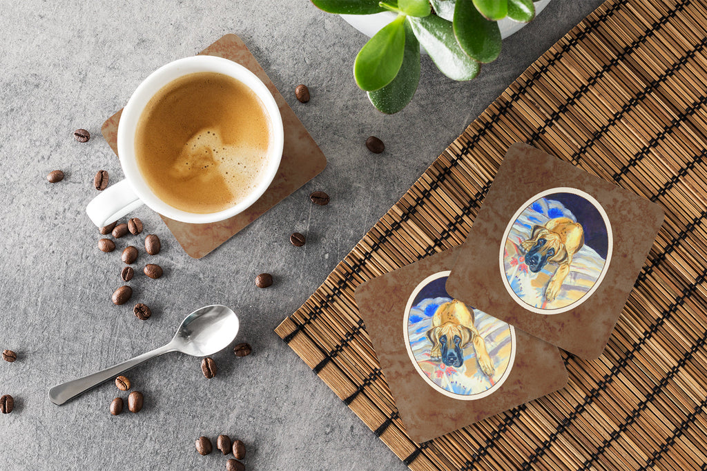 Fawn Great Dane Foam Coasters Set of 4 Cup Coasters for Indoor Outdoor, Tabletop Protection, Anti Slip, Mouse pad Material