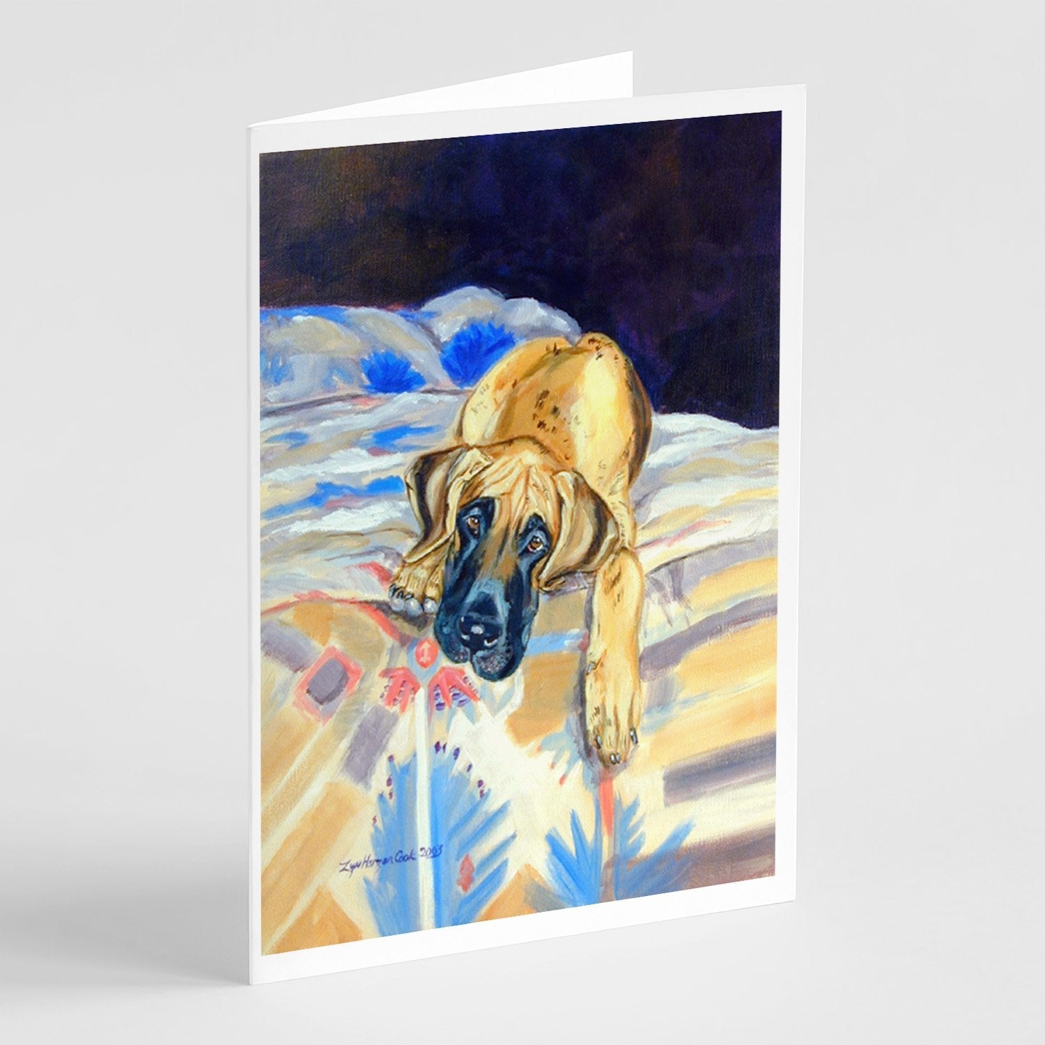 Fawn Great Dane Greeting Cards Pack of 8 Blank Cards with Envelopes Whimsical A7 Size 5x7