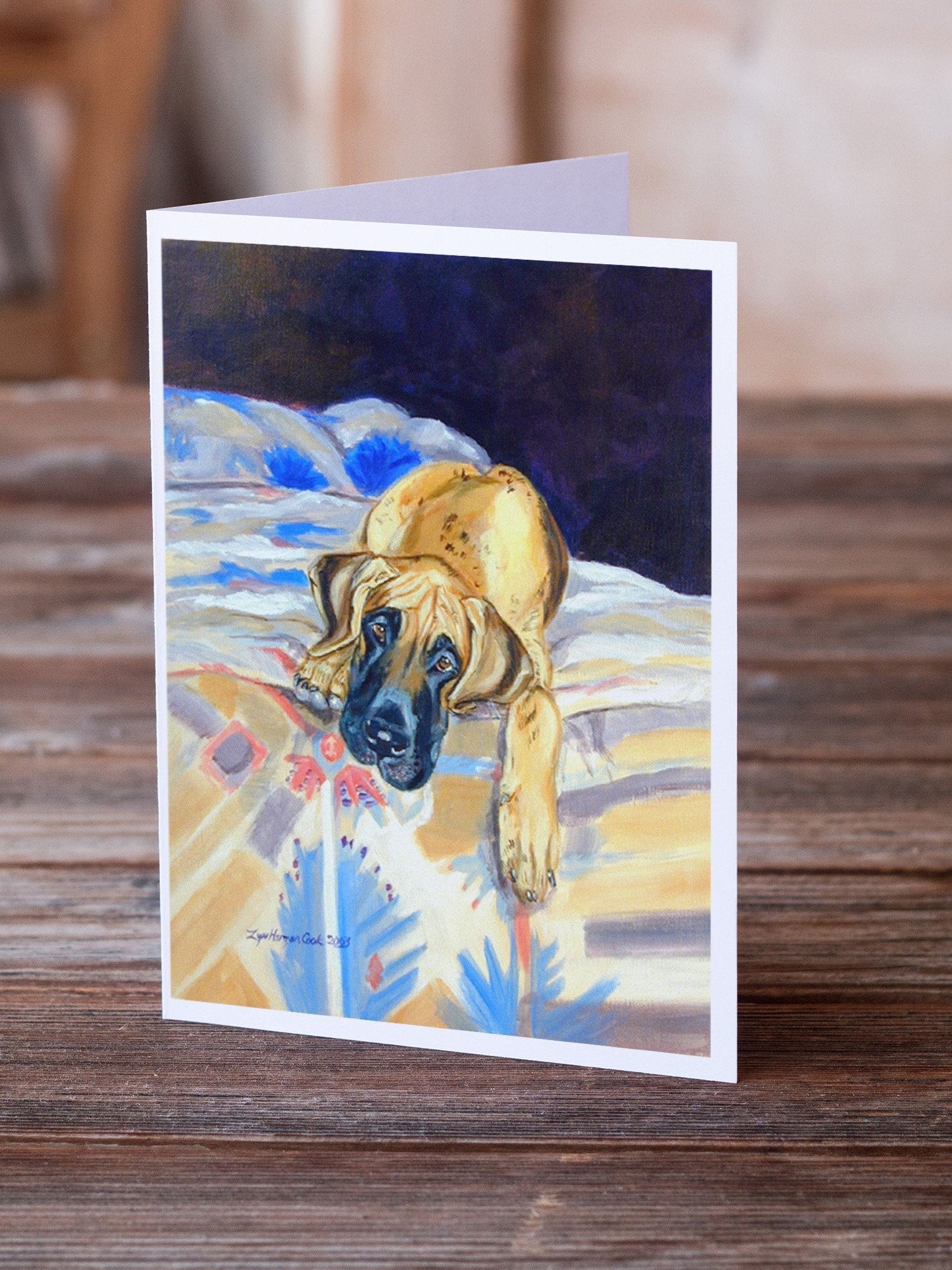Fawn Great Dane Greeting Cards Pack of 8 Blank Cards with Envelopes Whimsical A7 Size 5x7