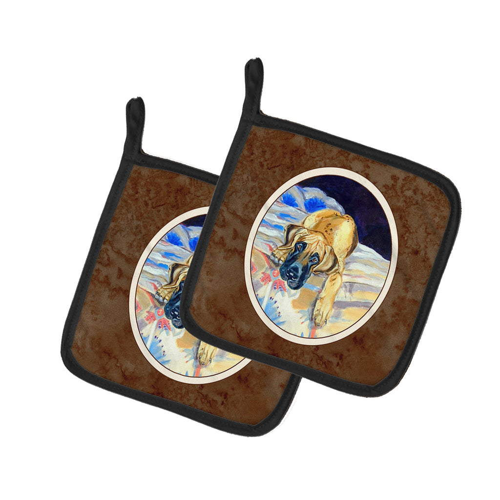 Fawn Great Dane Pot Holder Set of 2 Heat Resistant Quilted Hot Pads 7.5 x 7.5 Inch, Insulated Kitchen Trivets for Cooking & Baking