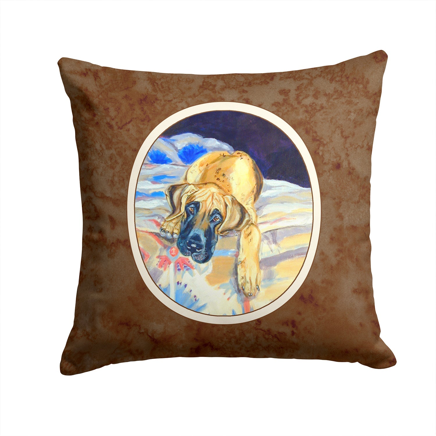 Fawn Great Dane Decorative Throw Pillow 14x14 Indoor Outdoor Accent Cushion, Fabric Cover with Insert for Sofa, Bed, Porch & Living Room