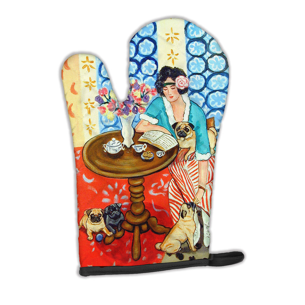 Lady with her Pug Oven Mitt Heat Resistant Thick Oven Mitt for Hot Pans and Oven, Kitchen Mitt Protect Hands, Cooking Baking Glove