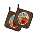 Lady with her Pug Pot Holder Set of 2 Heat Resistant Quilted Hot Pads 7.5 x 7.5 Inch, Insulated Kitchen Trivets for Cooking & Baking