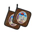 Lady with her Japanese Chin Pot Holder Set of 2 Heat Resistant Quilted Hot Pads 7.5 x 7.5 Inch, Insulated Kitchen Trivets for Cooking & Baking