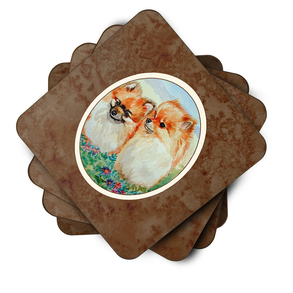 Pomeranian Foam Coasters Set of 4 Cup Coasters for Indoor Outdoor, Tabletop Protection, Anti Slip, Mouse pad Material